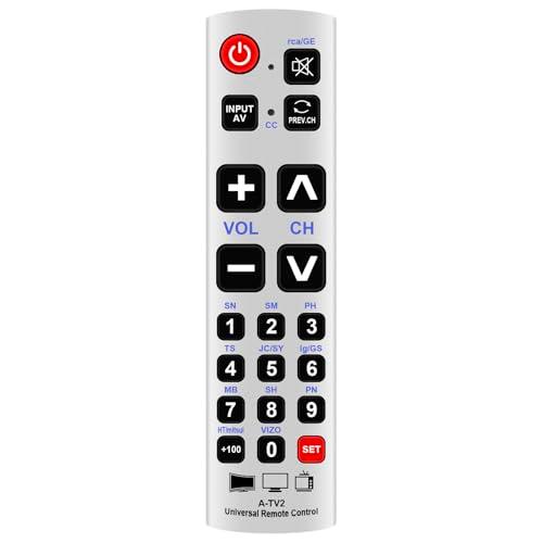 A-TV2 URC-1234ALB Universal Replacement Remote fit for Almost All Brand TVs with Large Buttons