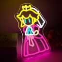 Princess Neon Sign for Wall Decor Dimmable Peach Neon Light for Bedroom Game LED Light for Girls Nursery Living Room Cute Fairy Tale Princess Decor Birthday Gift for Kids Size14.3 * 9.4In (P319)