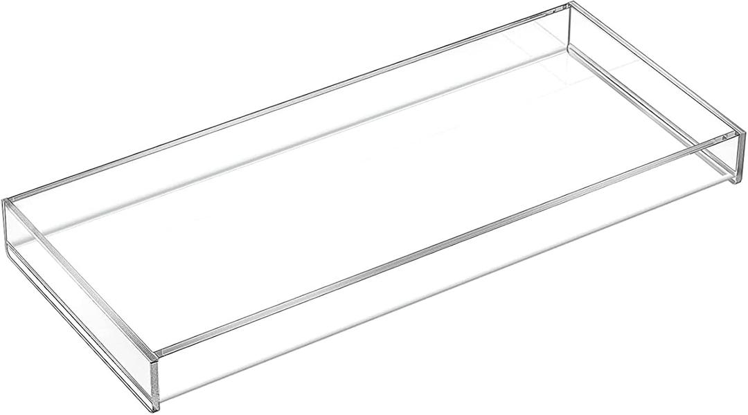 MaxGear Acrylic Vanity Tray, Clear Bathroom Storage Tray for Countertop, Toilet Tank, and Bathtub Perfect Organizer for Perfume, Soap, Towels, Tissue, Candles, and Plants, 11.8 5 1.2 Inches
