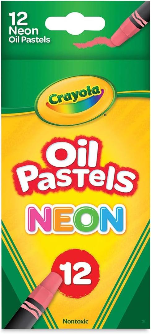 Crayola Oil Pastels, Assorted Neon Colors, Gift for Kids & Adults, 12 Count