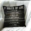 2 x Swono 7 Rules of Life Motivational Quotes Throw Pillow Case Cushion Cover Cotton Linen 18x18 Inches for Sofa Couch