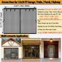Magnetic Garage Door Screen 13x10 FT for 1 Car Garage, 13x10FT Fiberglass Screen Door, Heavy Duty Privacy Garage Net Screen, Hands-Free with 8 Roll Up Straps for Patio, Outdoor, Gym, Sun House Porch