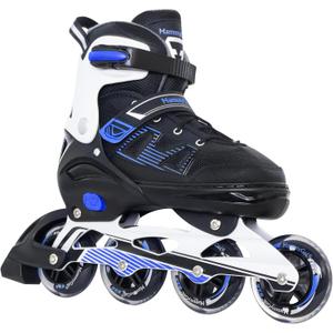 MammyGol Adult Inline Skates for Men Women, Blades Roller with Carbon Steel Bearings, TPR Brake, 3D Mesh, EVA Lining, PVC Upper | Adjustable Size Better Fit for Beginner Skating (XXL(Men9-12/Women10-13), Blue)