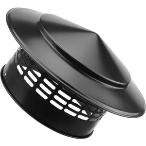 Cone Top Chimney Cap, RoundChimney Cover Cap Outside Roof Fireplace Screen Cover Exterior Stove Pipe Topper (Black, 6in-1)