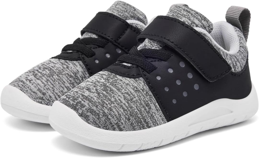 MORENDL Toddler Baby Shoes 0-4 Years Boy Girl Lightweight Breathable Non-Slip Sports Sneakers Running Walking Tennis Barefoot Shoes (Black)