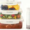 VICARKO 3-Piece Stackable Vacuum Food Storage Containers Set with Hand Pump, 17 oz/ 34 oz/ 68 oz, White, BPA-Free, Airtight, Leakproof, Date Tracker