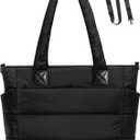Tote Bag for Women Puffer Tote Bag Large Nurse Bags Shoulder Handbag with Zipper for Work Travel (Black)