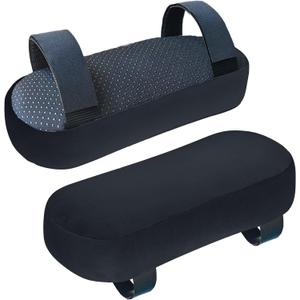 WdFour 2-Pack Non-Slip Armrest Pads for Office & Gaming Chairs - Ergonomic Forearm Support Pillow for Desk, Computer & Wheelchair, Pressure Relief Cushions (Black)