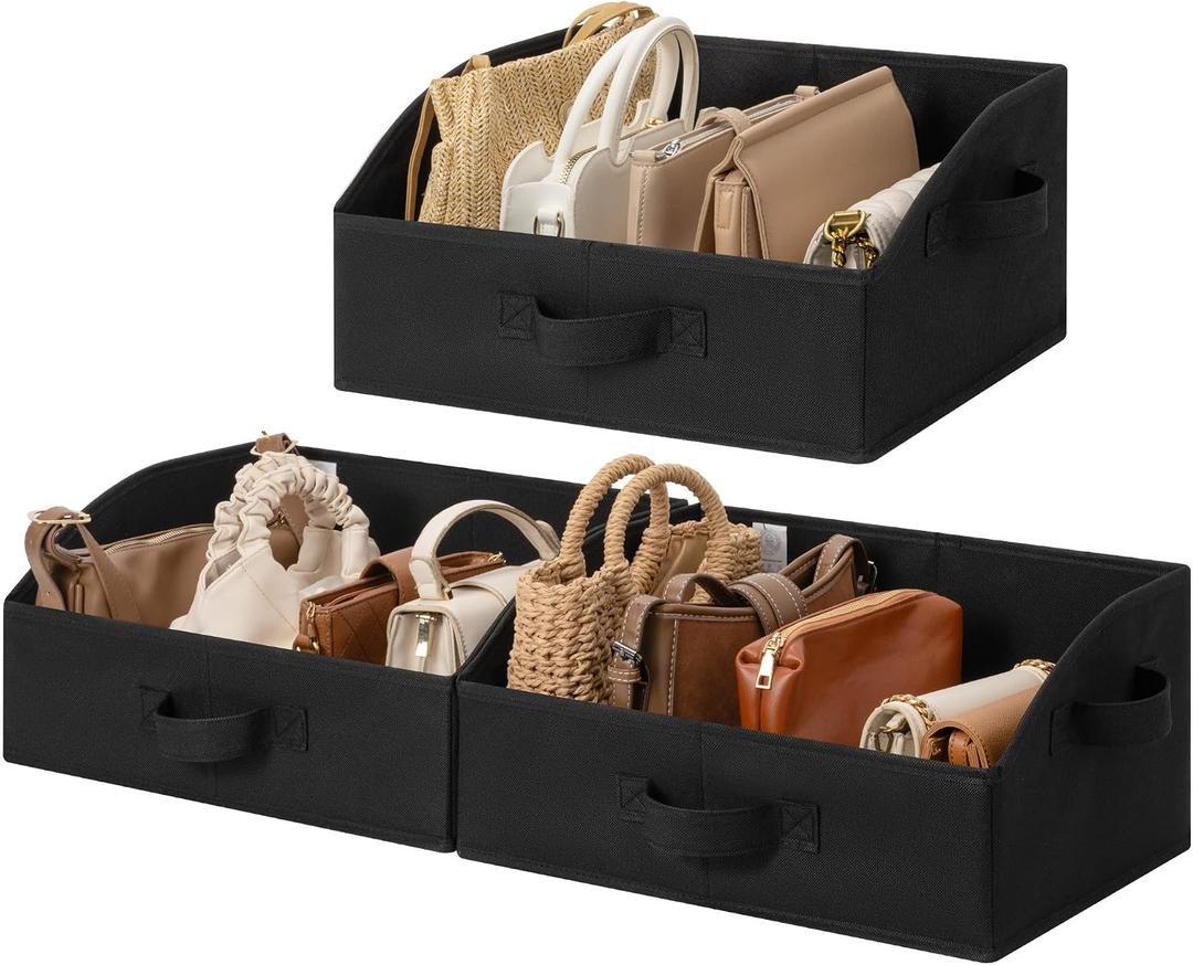 GRANNY SAYS Purse Organizer for Closet, Trapezoid Storage Bins, Closet Organizers and Storage, Decorative Storage Baskets for Shelves, Clothes, Toys, Towels, Black, 3-Pack