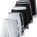 Liberty Imports 5 Pack Men's Quick Dry Athletic Basketball Shorts 9" Inseam with Pockets, Activewear for Workout Gym Running, Size: Small (Black/White)