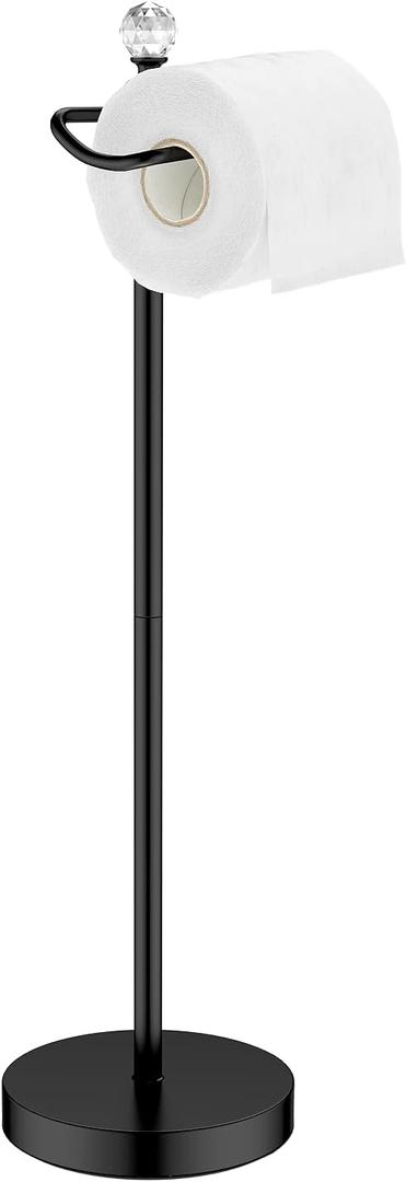 Toilet Paper Holder with Rustproof, Metal Free Standing Toilet Paper Stand Storage for Bathroom, Tissue Paper Roll Holder for Bathroom Accessories