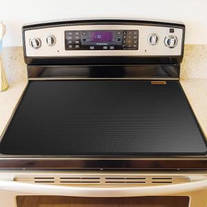 Large Fireproof Stove Top Covers for Electric Stove, Waterproof & Heat Resistant Mat for Glass Top, Stovetop Protector, Anti-Scratch, 36x24 Black