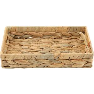 Wicker & Rattan Serving Tray - 10" Rectangle Bathroom Vanity Tray with Storage for Paper Hand Towels