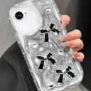 Toycamp for iPhone SE Case - for iPhone 8/7 Case Cute Women Girly Girls Glitter Phone Cover Kawaii Sparkle Bling Aesthetic Pretty Unique Design Funda for Apple SE 2nd/3rd Generation, Black Bowtie