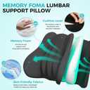 Lumbar Support Pillow, Memory Foam Lumbar Pillow for Lower Back Pain Relief, Back Support Pillow for Office Chair, Car Seat - Black