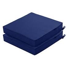 Outdoor Chair Cushions Set of 2 Water Resistant Patio Chair Cushions with Tie 3 Year Color Fastness Thick Outdoor Seat Cushion for Garden Lawn Round Corner Navy 17x16 Inch