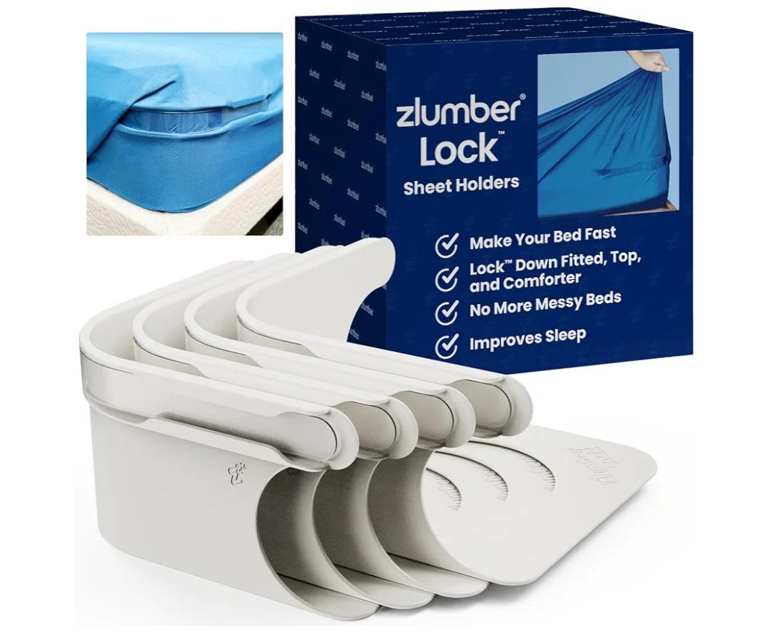 The Original USA Patented ZlumberLock – Secure Sheet Holder with Heavy-Duty Mattress Straps – No More Loose Bedding, Universal Fit, Easy One-Time Installation