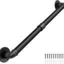 Abiglifty 3FT Pipe Handrail, Hand Rails for Indoor Stairs, Stair Railing Indoor, Grab Bars for Wall, Outdoor Handrails for Exterior Steps, Elderly Safety Handle for Stairs Porch Bathroom (Black,90cm)