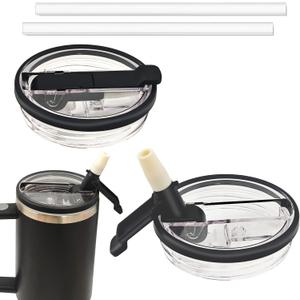 40 OZ Flip Straw Lid Fit for Stanley Cup, Drinking Spout Dust Proof Removable Top Leak Proof Lids and Straw Replacement Fit for Stanley Quencher and ProTour Accessories(Black)