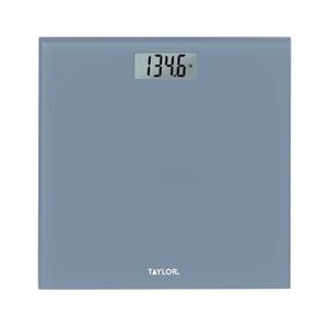 Taylor Digital Glass Bathroom Scale for Body Weight, Durable Platform, Digital Weighing Machine for People, Easy-to-Read Display, 350 lb Capacity, Slate Blue (11 x 11 Inch)
