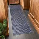 Outdoor Runner Rug 3 ft x 15 ft for Hallway with TPR Backing, Gray Wide Stripes Non-Slip Indoor Runner Rugs Suitable for Balcony, Kitchen, Patio, Garage, Deck, Stair and Entryway Areas