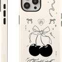 Case for iPhone 11 Pro Max [Compatible with MagSafe], Black Cherry Bow Phone Case for Teen Girl Women Kids Scratch Resistant Shockproof