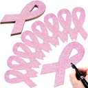 80 Pcs Pink Ribbon Cutouts Breast Cancer Awareness Glitter Paper Cutouts 7.9 Inch Breast Cancer Awareness Accessories for Party Decoration Women Girls Survivor Charity Fundraising(80 Pieces)