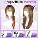Eawwii Beginner-Friendly Wig with Bangs for Women Sandy Blonde Straight Face-Framing Layers Hairstyle 4x4 Realistic Scalp Glueless Synthetic Wigs Medium Length for Everyday Use