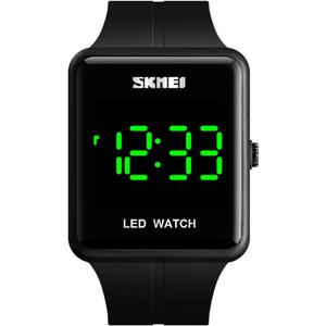 Gosasa Large Face LED Digital Watch Date Time 3Bar Waterproof Wristwatch Men Women Sports Watches (Black)