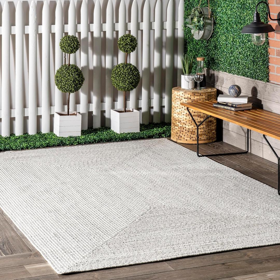nuLOOM 6' Round Solid Hand Braided Indoor/Outdoor Area Rug, Pet-Friendly, High Traffic, Weather Resistant, for Patio, Balcony, Bedroom, Living, Dining Room, Wynn Ivory nuLOOM 6' Round Solid Hand Braided Indoor/Outdoor Area Rug, Pet-Friendly, High Traffic, Weather Resistant, for Patio, Balcony, Bedroom, Living, Dining Room, Wynn Ivory