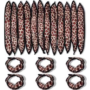 Syhood 48 Pcs Sponge Hair Rollers Soft Hair Curlers to Sleep in, Foam Heatless Overnight Pillow Curlers for Women Tousle Hair Styling Tools(Cloth Cover,Leopard)