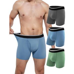 TIICHOO Mens Incontinence Boxer Briefs Washable Soft Protective Leak Proof Underwear for Men for Light Bladder Leakage 3 Pack (Dark Grey/Green/Blue, 3XLarge)