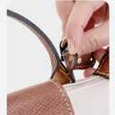 Mini Bag Organizer with Genuine Leather Crossbody Strap Conversion Kit, Compatible with Longchamp Mini Bag Inner Liner Insert + Strap Kit Set, Beige