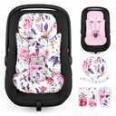Infant Car Seat Insert with Removable Baby Head Support Pea Pod Newborn Car seat Insert Soft & Breathable Baby Car Seat Cushion, Minky Dot Backing, Universal Fit Stroller, Swing, Bouncer, Floral