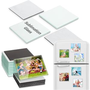 Xuhal 50 Pcs 2 x 2 Inches Blank Sublimation Glass Fridge Magnet Personalized Refrigerator Sublimation Include 25 Rectangle Glass Blank 25 Fridge Magnet for Office Kitchen Microwave Car DIY Decor