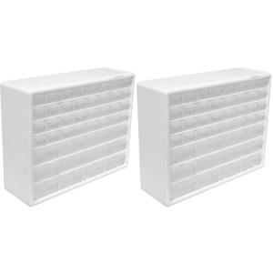 Akro-Mils 44-Drawer Plastic Drawer Storage Cabinet for Garage Organization, Bead Organizer, Building Bricks Storage, Teacher Toolbox, Makeup Organizer, 20-Inch W x 6-Inch D x 16-Inch H, 10144 White