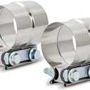 ELSHINE 1.5'' Lap Joint Exhaust Band Clamp, Heavy-duty Exhaust Clamps for Mufflers and Pipes, Stainless Steel Seal Clamp Sleeve for Exhaust Repair, 2PCS