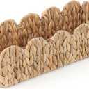 Wicker Scalloped Storage Basket Boho Bathroom Decor Baskets for Shelves, Countertop, Toilet Tank, Rectangular Basket with Handle Farmhouse Home Organizer (Natural, 15.7"D x 6.6"W x 4.3"H)