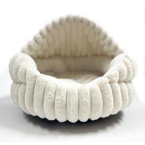 Hooded Cat Beds for Indoor CatsCozy Dog Cave Bed,Cozy Nook Dog Bed for Small Dogs,Anti-Slip Puppy Bed Fits up to 22 lbs for Dogs or Cats(White Stripe, Medium)