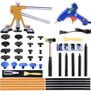 Gliston Auto Dent Puller Kit - Adjustable Golden Dent Remover Tools Paintless Dent Repair Kit Dent Lifter Puller for Car Large & Small Ding Hail Dent Removal (XL)