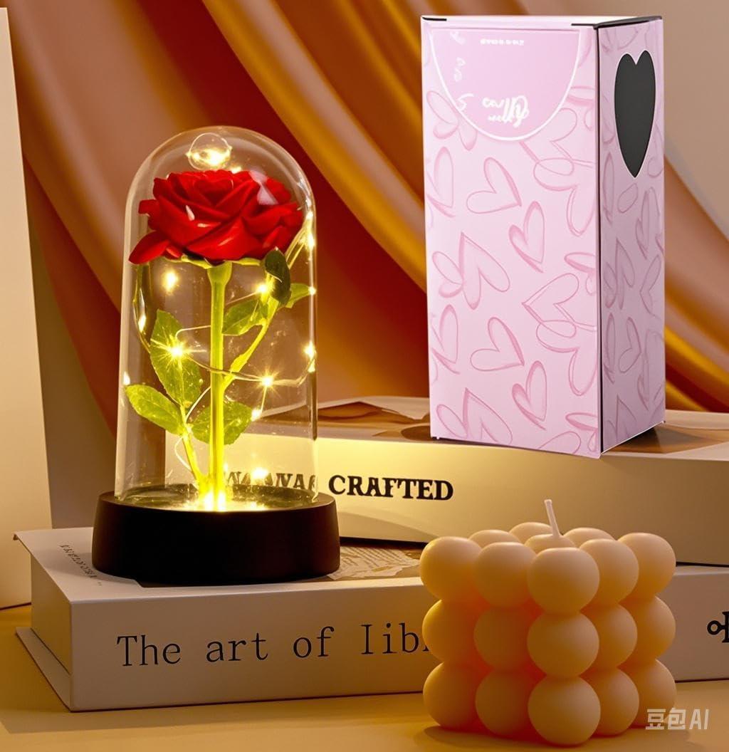 Gifts for Mom, Mothers Day Romantic Gift - Light Up Preserved Roses Enchanted Red Forever Silk Flowers for Mom Women Wife Girl Friend, Valentines, Birthday, Christmas, Thanksgiving, Wedding