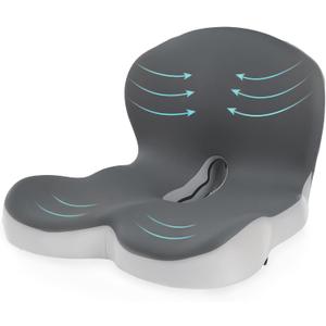 Truck Seat Cushion for Truck Driver Office Chair Cushion Semi Truck Driver Seat Cushion Memory Foam Car Seat Cushion with Lumbar Support Relieve Back Pain Sciatica Pain for Long Drives(Light Grey)