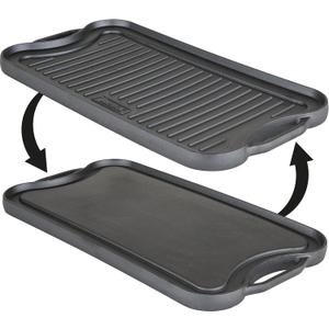 Viking Griddle, 20 Inch Reversible Cast Iron Grill Pan, Pre-Seasoned, Oven Safe, Induction Ready, Black
