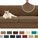 XINEAGE New 3 Pieces Couch Covers for 2 Extra Large Cushion Sofa Super Stretch Sofa Cover for 2 Large Seat Universal Loveseat Slip Cover for Living Room (Brown), 71"-91"(2 Cushions)