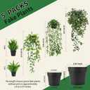 5 Pack Fake Plants for Wall Home Room Office,Artificial Hanging Plants,Small Potted Plants Decor, Artificial Plants Indoor Outdoor for Shelf Wall Decor