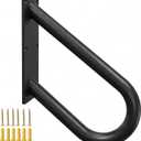 WIPHANY Handrails for Outdoor Step U Shaped Pipe Grab Hand Rails for 1-3 Steps Indoor or Outdoor Stair Wall-Mount Hand Railing for Garage Porch Patio Garden Entrance (Black)
