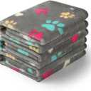 Luciphia 1 Pack 3 Blankets Fluffy Premium Fleece Pet Blanket Flannel Paw Bone Printed Throw for Dog Cat(Medium 30"x20", Grey)