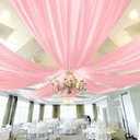 REWOMC 6 Panels Dusty Rose Ceiling Drapes for Wedding 5ftx30ft Chiffon Fabric Arch Draping Curtains Sheer Drapery for Party Ceremony Birthday Baby Shower Reception Stage Swag Ceiling Decorations
