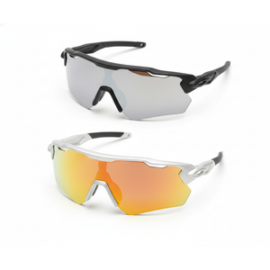 QALLY Polarized Sports Sunglasses for Men, UV400 Protection Mens Sunglasses Wrap Around Sun Glasses for Cycling Running (A01-grey/Drak Blue/Red)