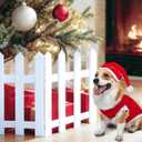 16" Extra Tall Christmas Tree Fence,10PCS Heavy Duty Wooden Baby Gate Around Christmas Tree Gate,Thickened White Picket Fence Barrier for Dogs,Cats&Kids,Tree Fence Border Decoration